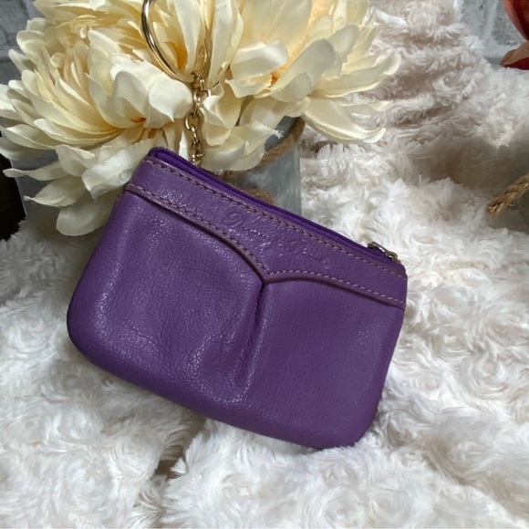 Bundle Dooney & Bourke Purple Wristlet with Red Interior and coin pouch - Picture 2 of 6